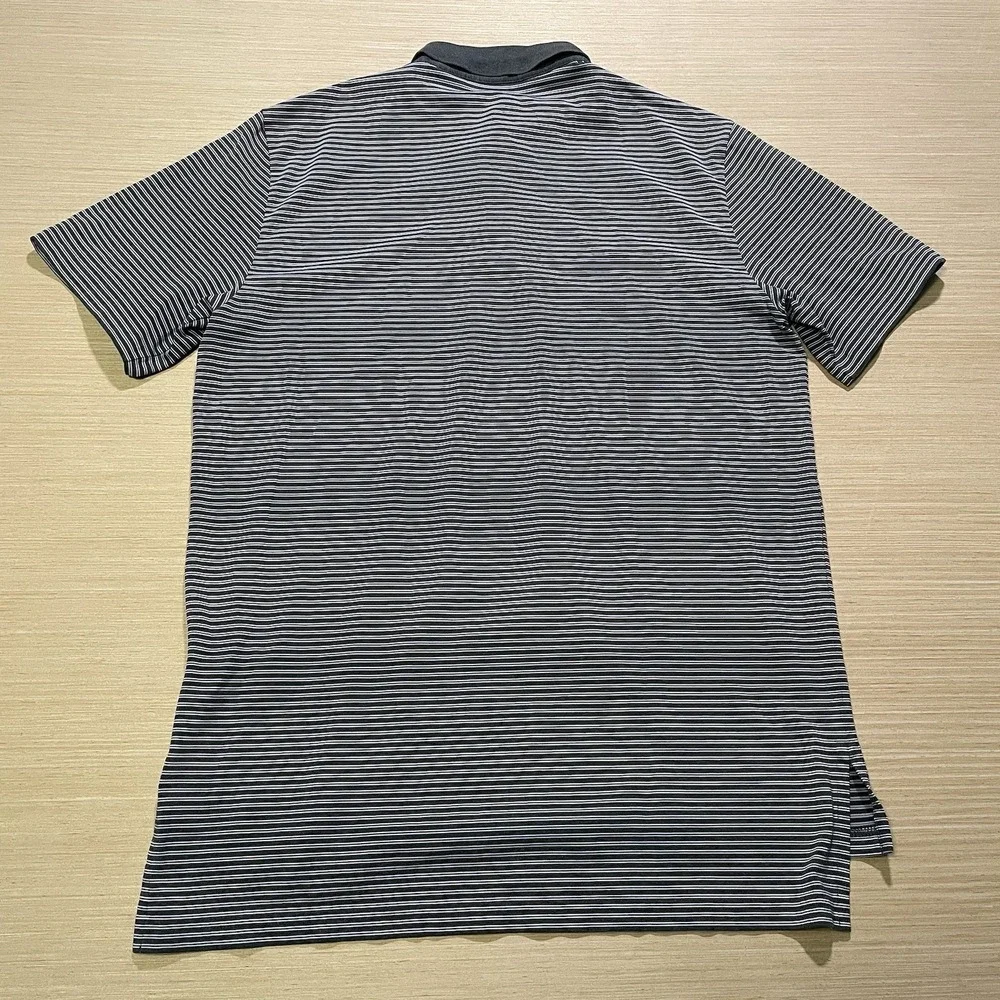 Polo Golf Ralph Lauren Men's M Short Sleeve Gray and Purple Striped Preppy Polo